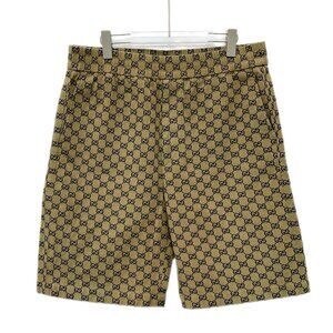 Gucci Brown Logo Jacquard Full-Print Cotton Shorts Size 52 L Made In Italy